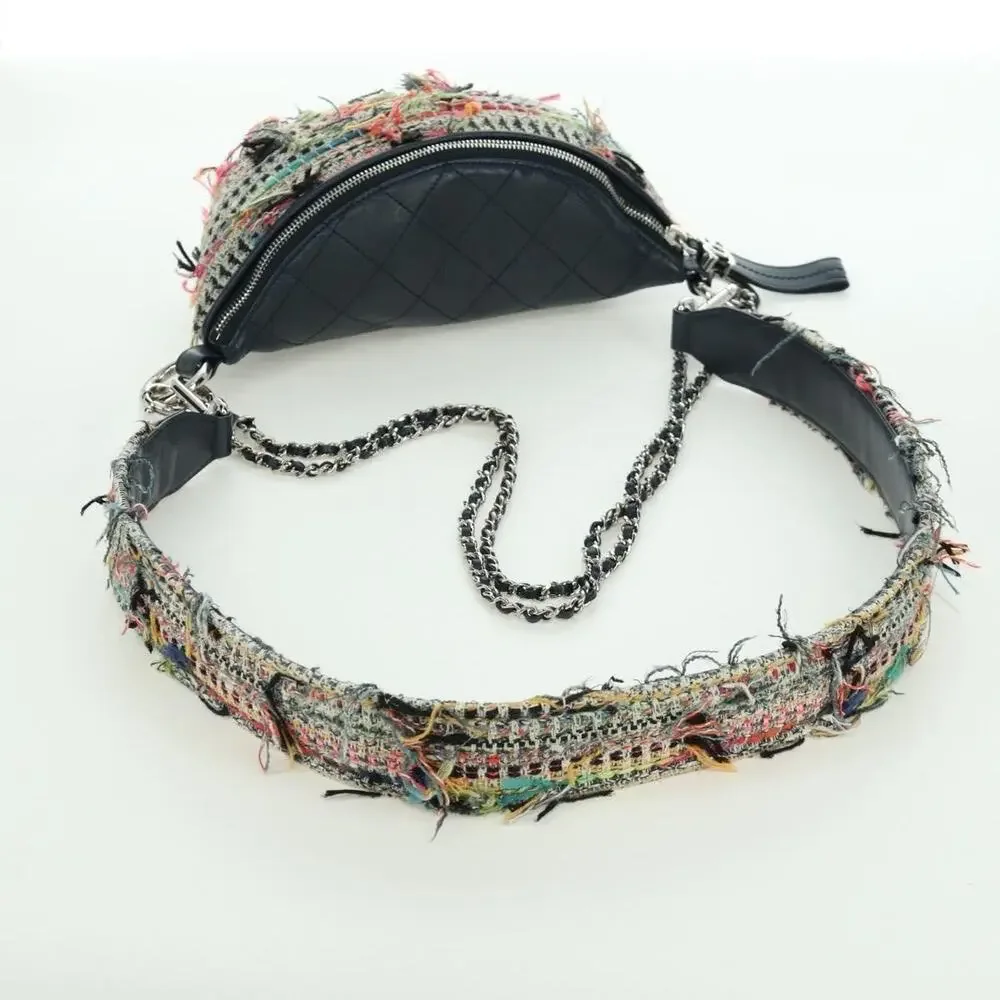 Chanel Matelasse Tweed Chain Crossbody Bag Multicolor